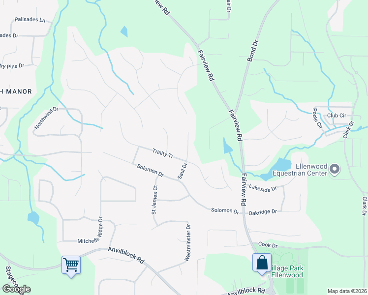map of restaurants, bars, coffee shops, grocery stores, and more near 229 Saul Drive in Ellenwood