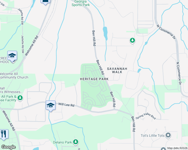 map of restaurants, bars, coffee shops, grocery stores, and more near 4578 Parkview Square in Atlanta