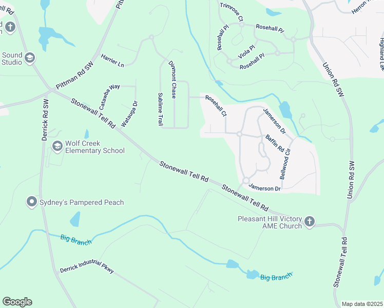 map of restaurants, bars, coffee shops, grocery stores, and more near 4440 Stonewall Tell Road in Atlanta
