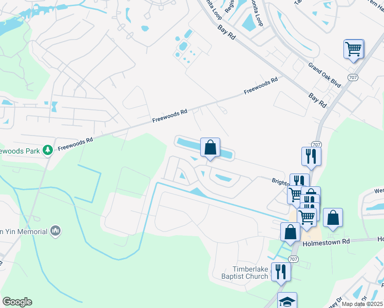 map of restaurants, bars, coffee shops, grocery stores, and more near 372 Whipple Run Loop in Myrtle Beach
