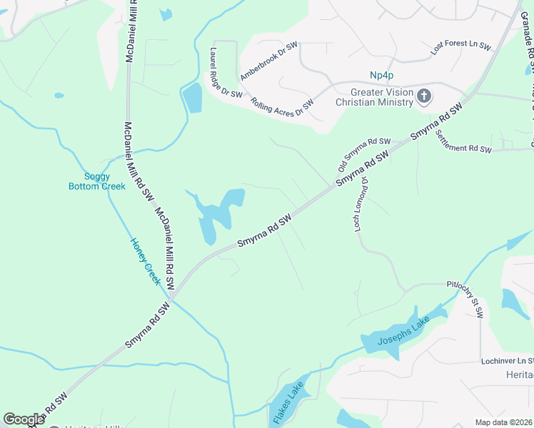 map of restaurants, bars, coffee shops, grocery stores, and more near 2125 Smyrna Road Southwest in Conyers