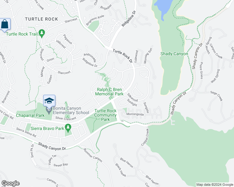 map of restaurants, bars, coffee shops, grocery stores, and more near 41 Hillgrass in Irvine