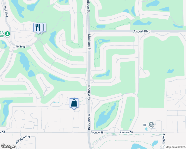 map of restaurants, bars, coffee shops, grocery stores, and more near 56760 Muirfield Village in La Quinta