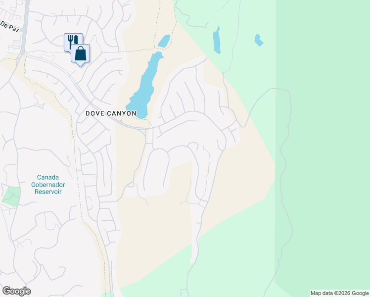 map of restaurants, bars, coffee shops, grocery stores, and more near 17 Golf Ridge Drive in Trabuco Canyon