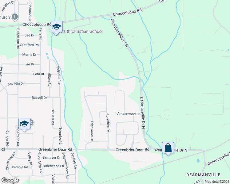 map of restaurants, bars, coffee shops, grocery stores, and more near 4664 Amberwood Lane in Anniston