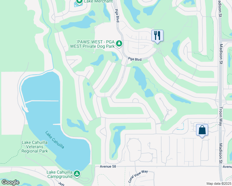 map of restaurants, bars, coffee shops, grocery stores, and more near 56840 Jack Nicklaus Boulevard in La Quinta