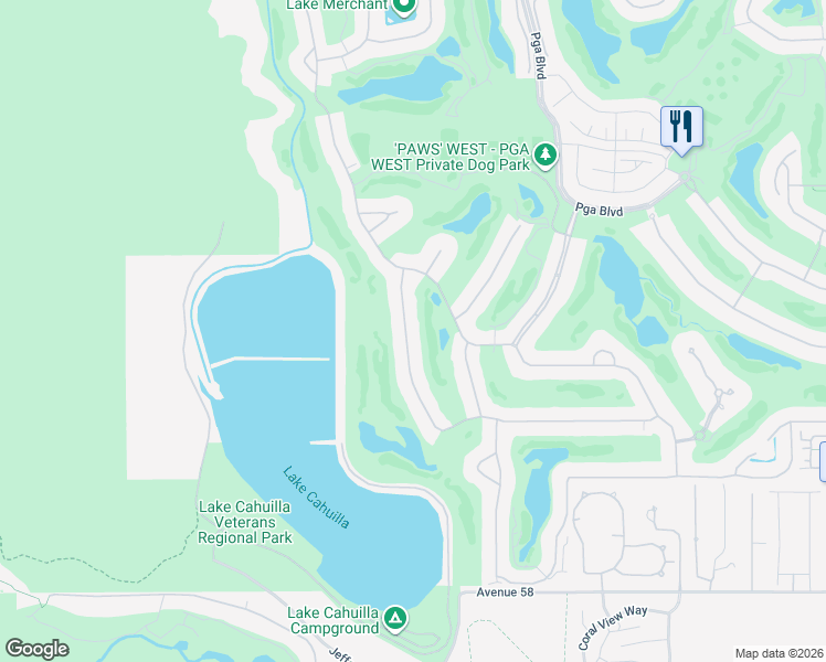 map of restaurants, bars, coffee shops, grocery stores, and more near 56830 Merion in La Quinta