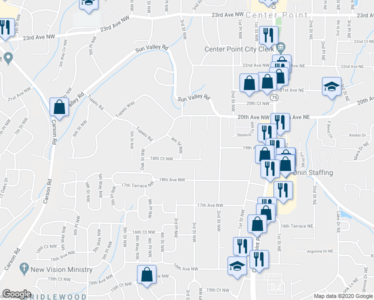 map of restaurants, bars, coffee shops, grocery stores, and more near 1809 4th Street Northwest in Birmingham