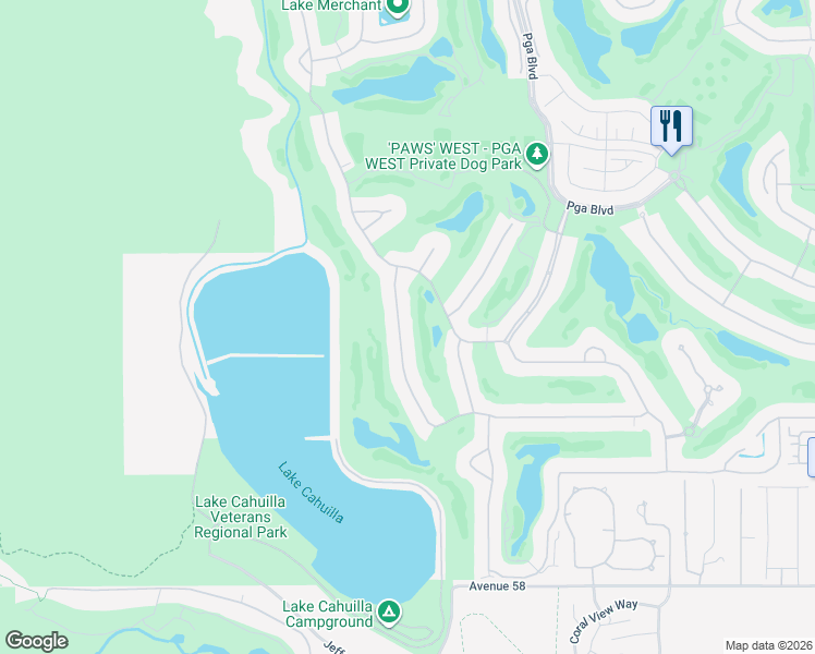 map of restaurants, bars, coffee shops, grocery stores, and more near 56830 Merion in La Quinta