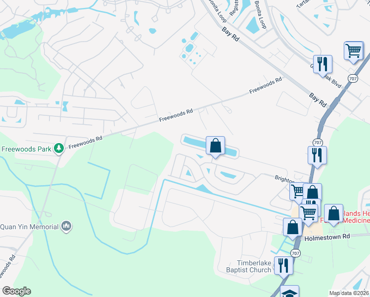 map of restaurants, bars, coffee shops, grocery stores, and more near 372 Whipple Run Loop in Myrtle Beach