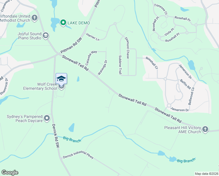 map of restaurants, bars, coffee shops, grocery stores, and more near 4350 Stonewall Tell Road in College Park