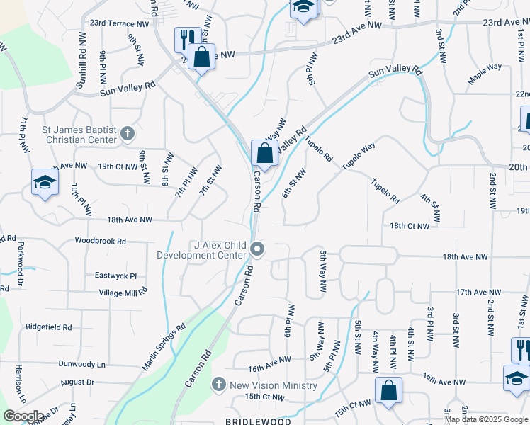 map of restaurants, bars, coffee shops, grocery stores, and more near 1804 6th Street Northwest in Center Point