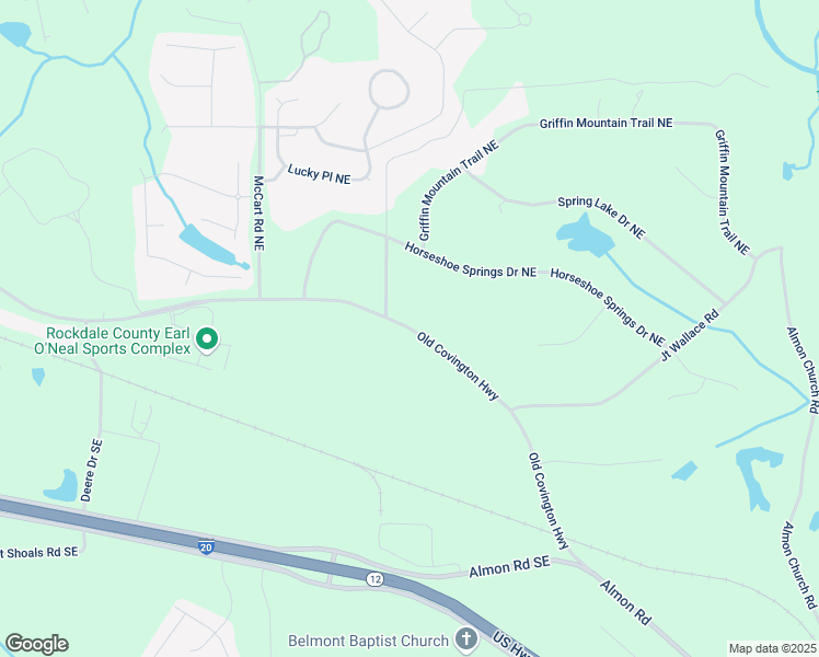 map of restaurants, bars, coffee shops, grocery stores, and more near 3018 Old Covington Road Northeast in Conyers