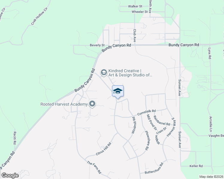 map of restaurants, bars, coffee shops, grocery stores, and more near 33386 Harvest Way in Wildomar