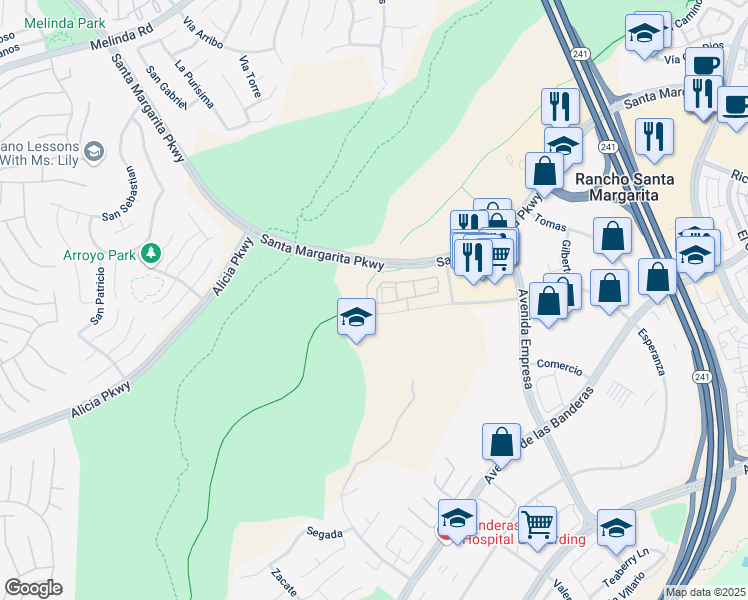 map of restaurants, bars, coffee shops, grocery stores, and more near 3 Timbre in Rancho Santa Margarita
