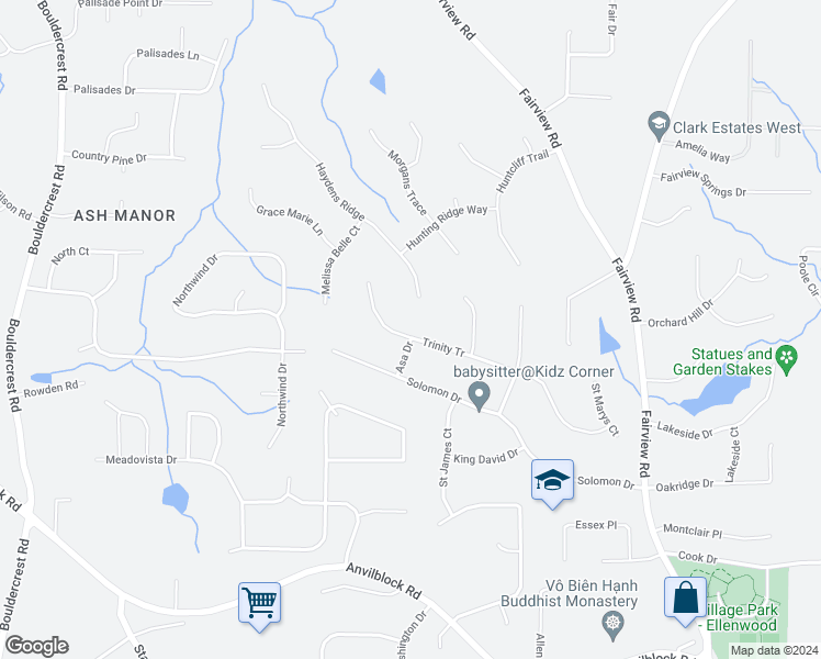 map of restaurants, bars, coffee shops, grocery stores, and more near 486 Trinity Tr in Ellenwood