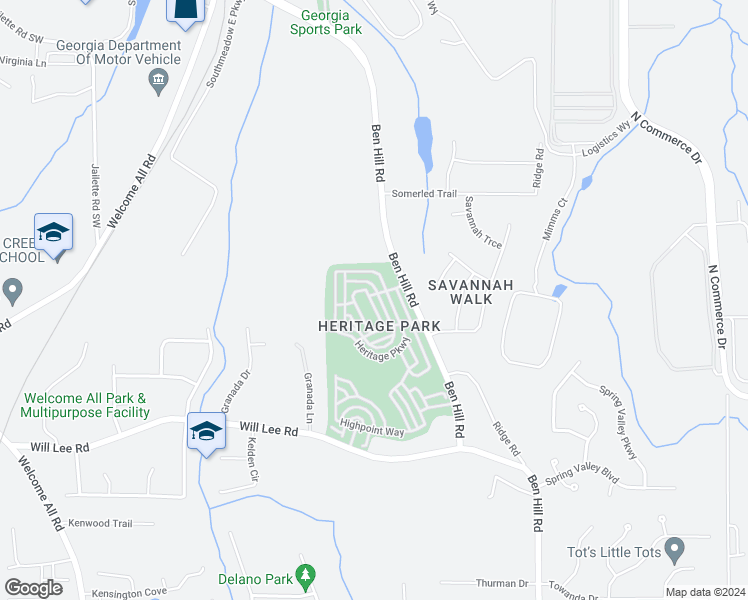 map of restaurants, bars, coffee shops, grocery stores, and more near 4500 Parkview Square in College Park