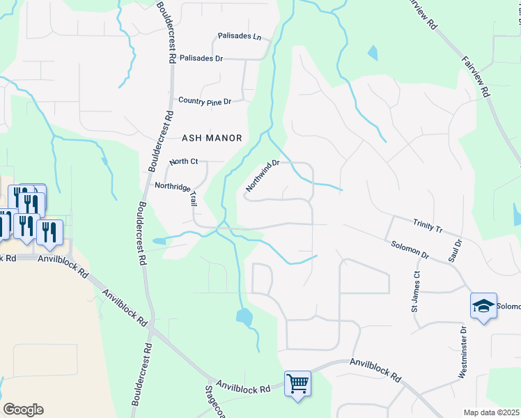 map of restaurants, bars, coffee shops, grocery stores, and more near 4283 Northwind Drive in Ellenwood