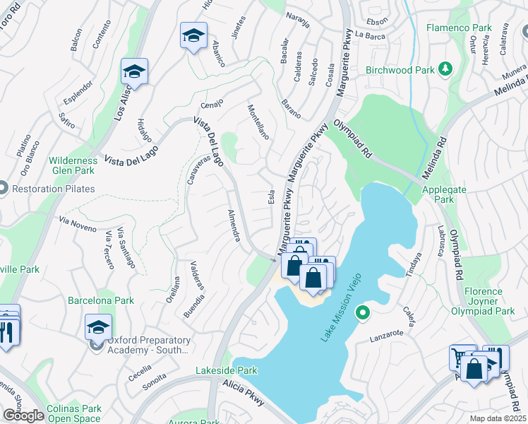 map of restaurants, bars, coffee shops, grocery stores, and more near 22476 Almaden in Mission Viejo