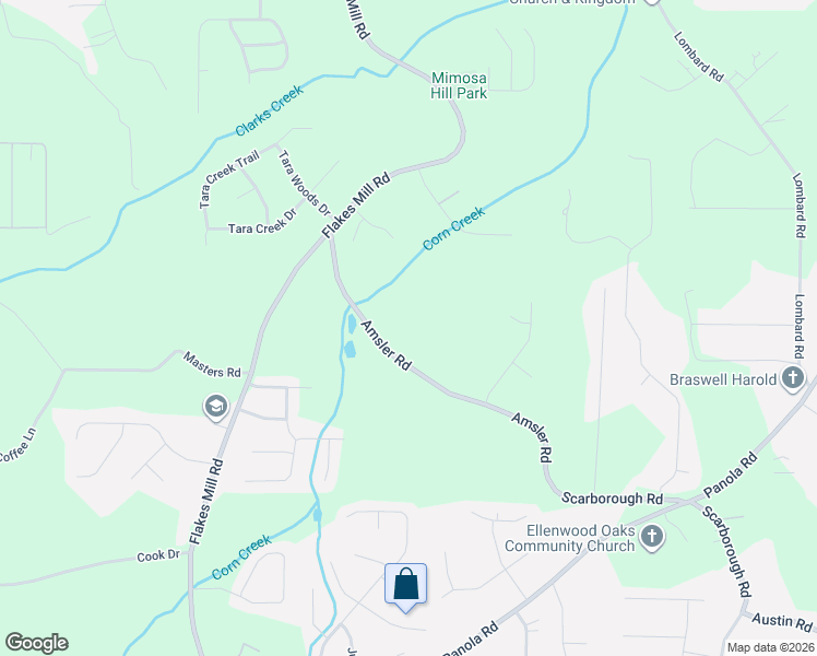 map of restaurants, bars, coffee shops, grocery stores, and more near 4792 Amsler Road in Ellenwood