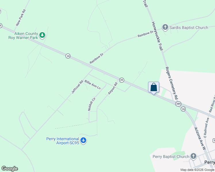 map of restaurants, bars, coffee shops, grocery stores, and more near 126 Airport Road in Wagener