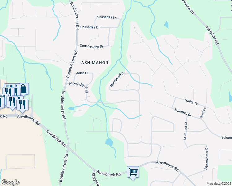 map of restaurants, bars, coffee shops, grocery stores, and more near 4283 Northwind Drive in Ellenwood