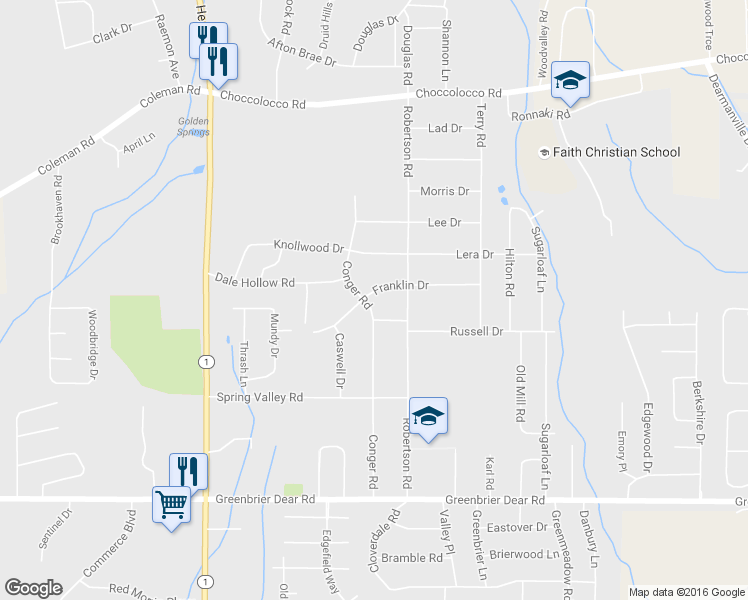 map of restaurants, bars, coffee shops, grocery stores, and more near 3800 Franklin Drive in Anniston
