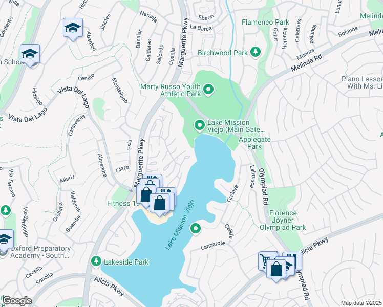 map of restaurants, bars, coffee shops, grocery stores, and more near in Mission Viejo
