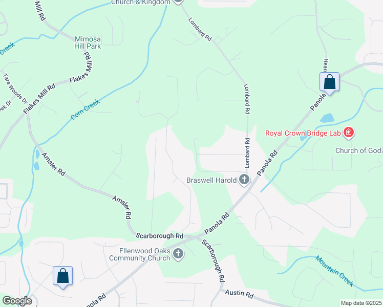 map of restaurants, bars, coffee shops, grocery stores, and more near 125 West Circle Drive in Ellenwood