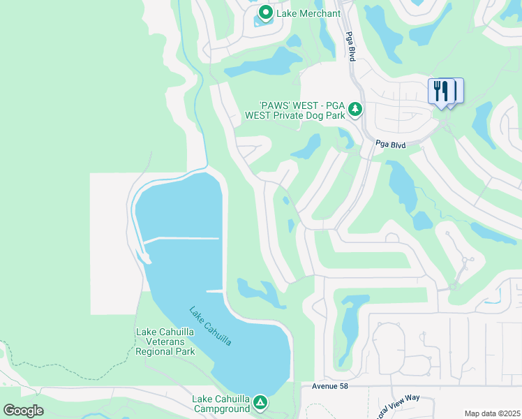 map of restaurants, bars, coffee shops, grocery stores, and more near 56845 Merion in La Quinta
