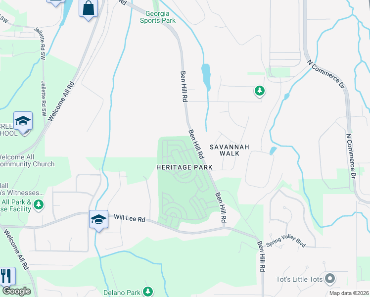 map of restaurants, bars, coffee shops, grocery stores, and more near 4513 Parkway Circle in College Park