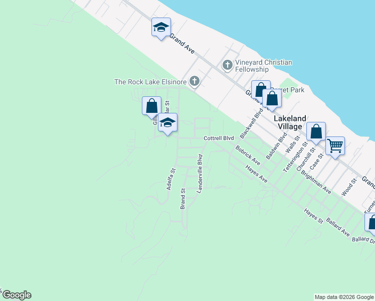 map of restaurants, bars, coffee shops, grocery stores, and more near 17347 Ranspot Avenue in Lake Elsinore