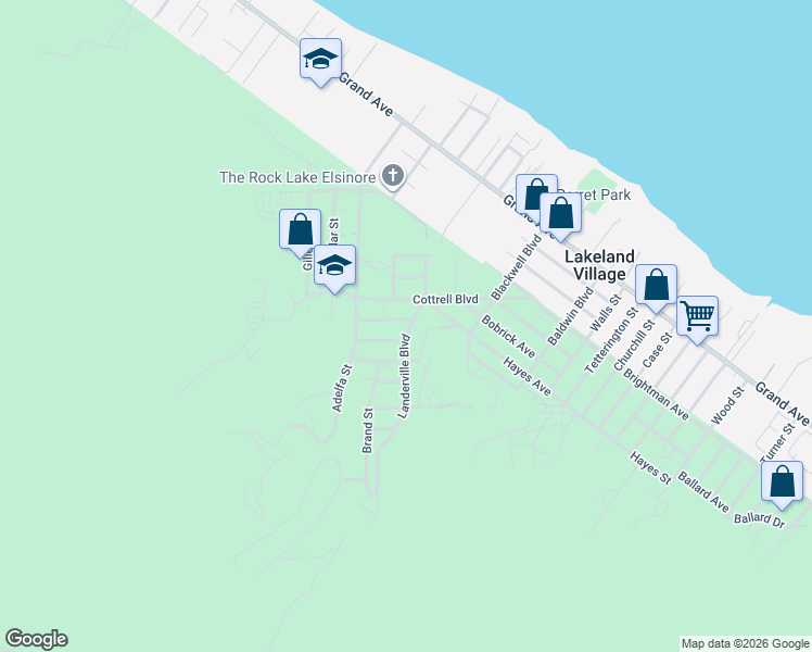 map of restaurants, bars, coffee shops, grocery stores, and more near 17457 Ranspot Avenue in Lake Elsinore