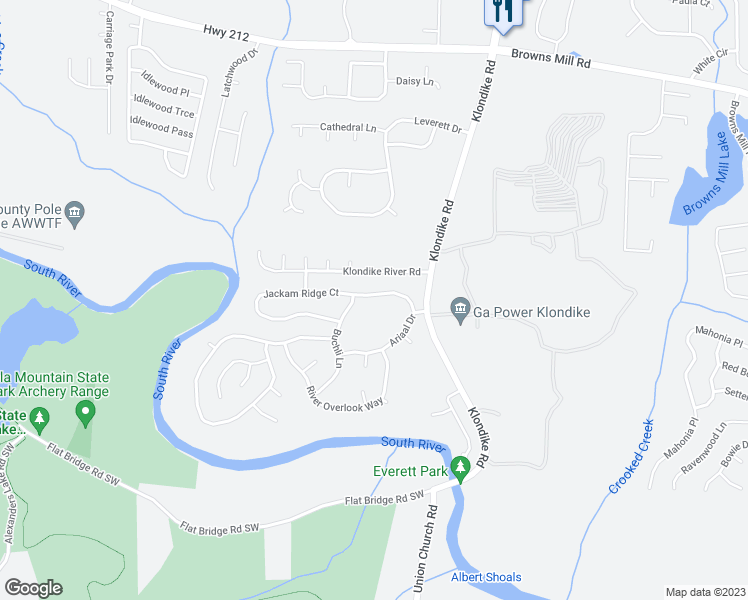 map of restaurants, bars, coffee shops, grocery stores, and more near 4711 Jackam Ridge Court in Lithonia