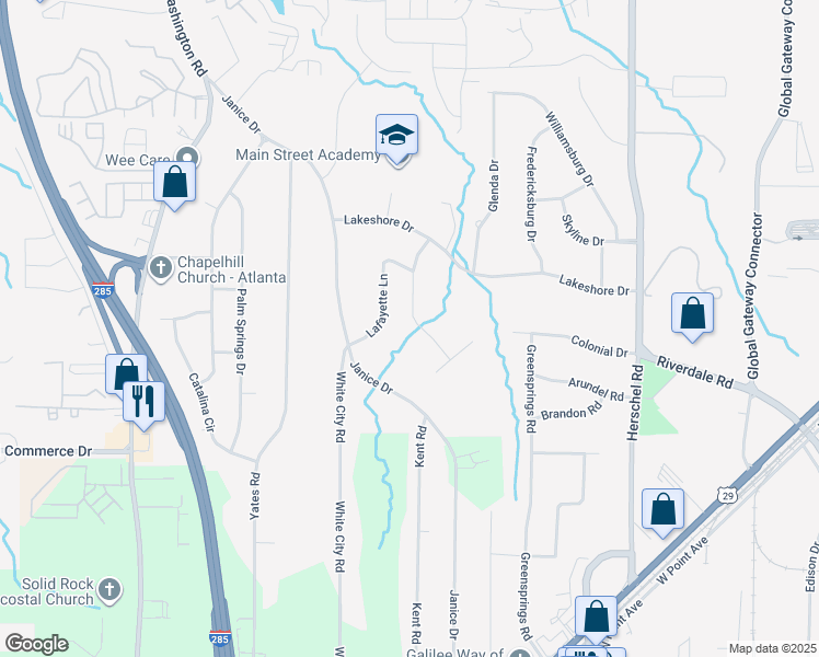 map of restaurants, bars, coffee shops, grocery stores, and more near 4371 York Road in College Park