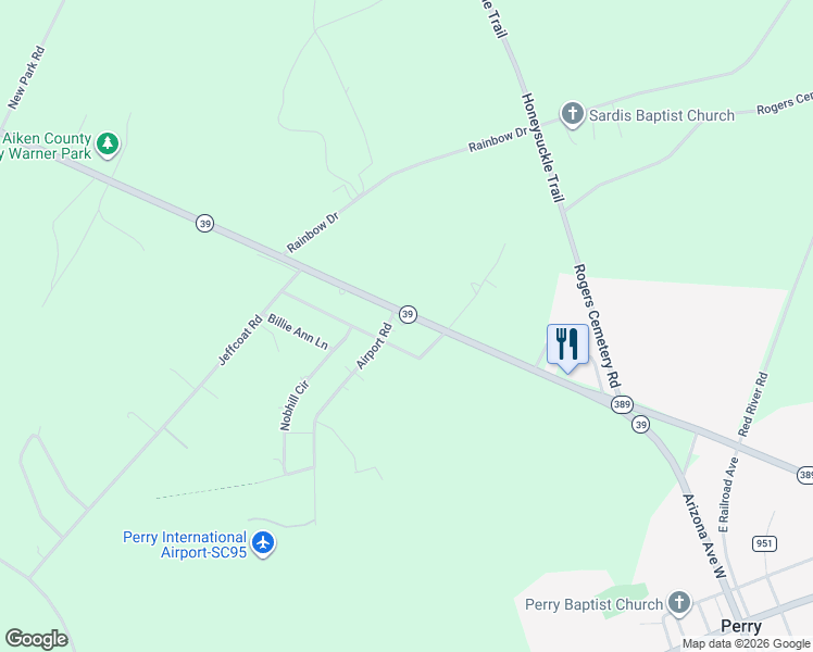 map of restaurants, bars, coffee shops, grocery stores, and more near 131 Thornridge Road in Wagener