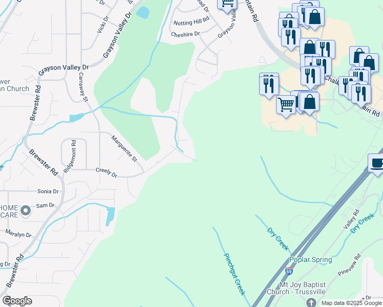map of restaurants, bars, coffee shops, grocery stores, and more near 1731 Hawks Hill Circle in Birmingham