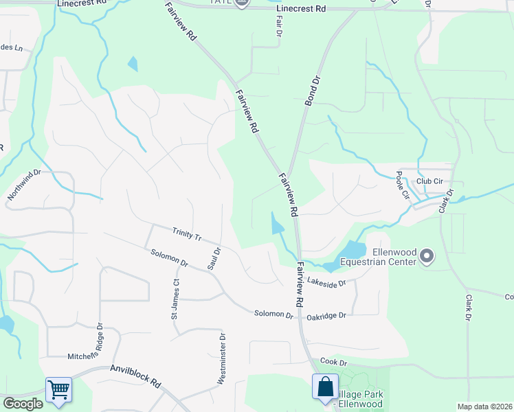 map of restaurants, bars, coffee shops, grocery stores, and more near 121 Bond Lake Drive in Ellenwood