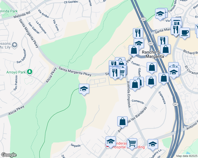 map of restaurants, bars, coffee shops, grocery stores, and more near 3 Timbre in Rancho Santa Margarita
