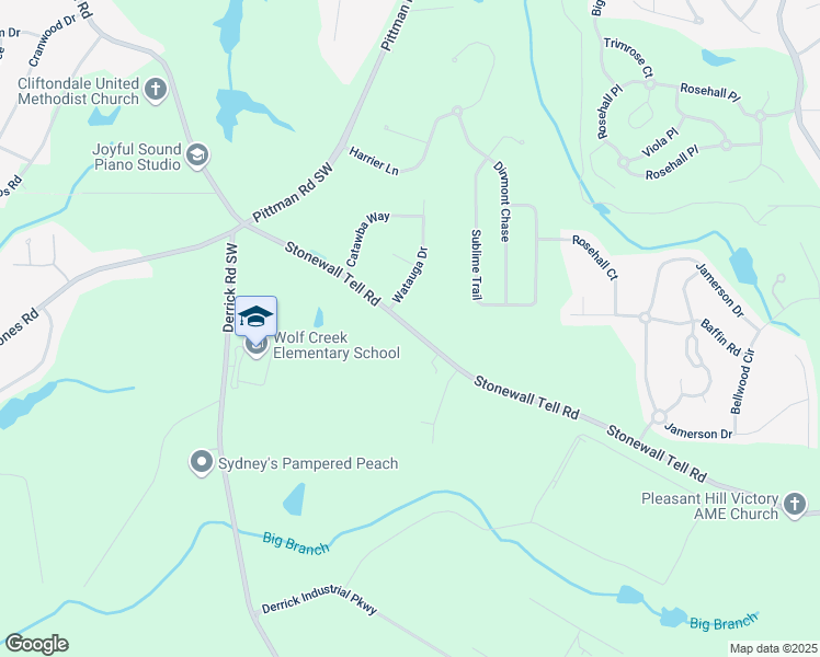 map of restaurants, bars, coffee shops, grocery stores, and more near Stonewall Tell Road in Atlanta
