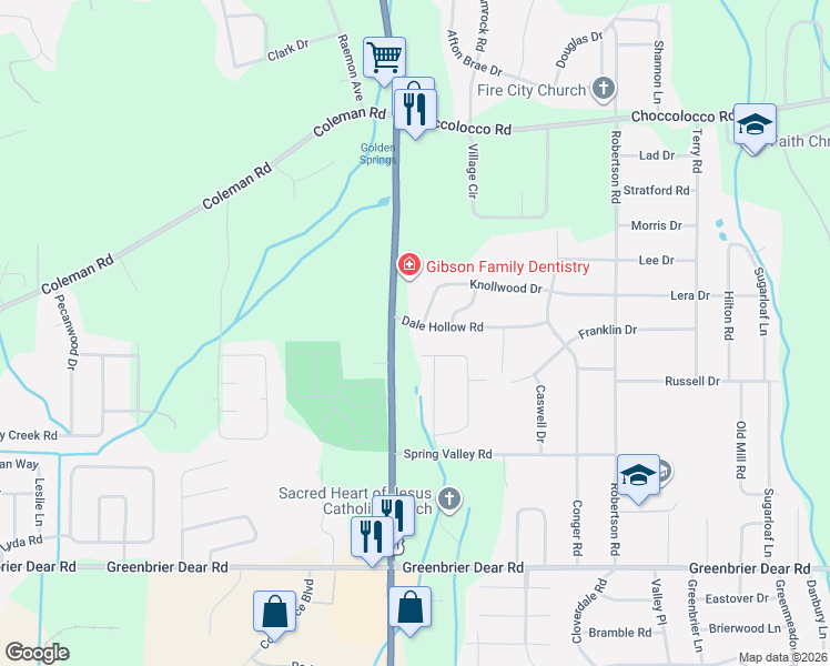 map of restaurants, bars, coffee shops, grocery stores, and more near 3505 Dale Hollow Road in Anniston