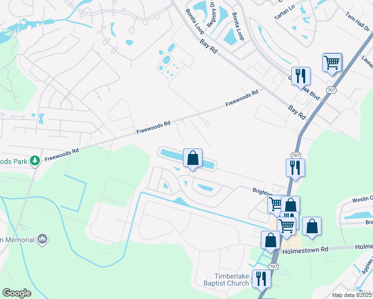map of restaurants, bars, coffee shops, grocery stores, and more near 272 Whipple Run Loop in Myrtle Beach