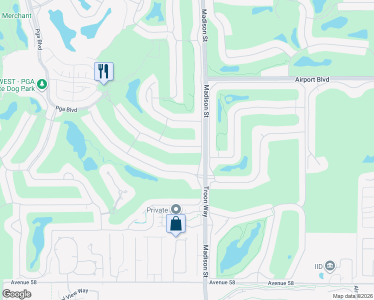 map of restaurants, bars, coffee shops, grocery stores, and more near 80913 Spanish Bay in La Quinta