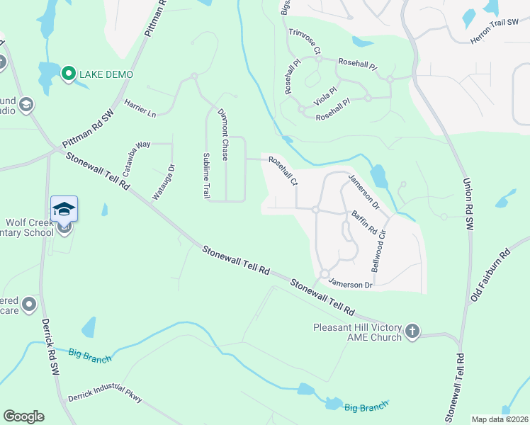 map of restaurants, bars, coffee shops, grocery stores, and more near 5696 Baffin Road in Atlanta