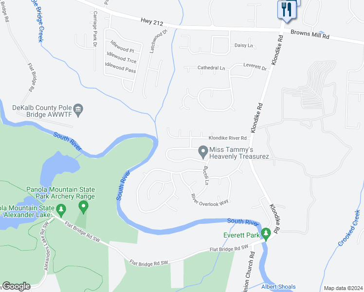 map of restaurants, bars, coffee shops, grocery stores, and more near 4604 Jackam Ridge Court in Lithonia