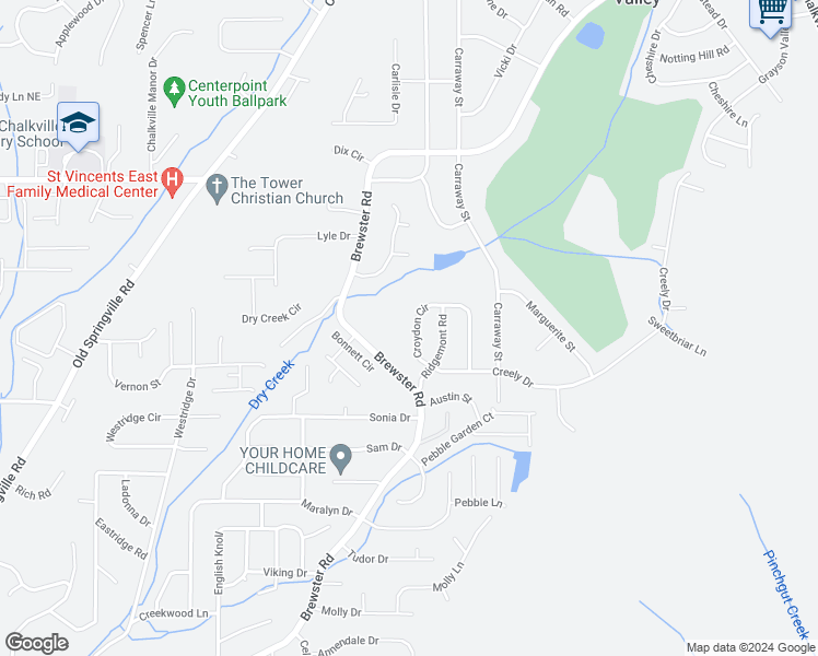 map of restaurants, bars, coffee shops, grocery stores, and more near 1945 Croydon Circle in Birmingham