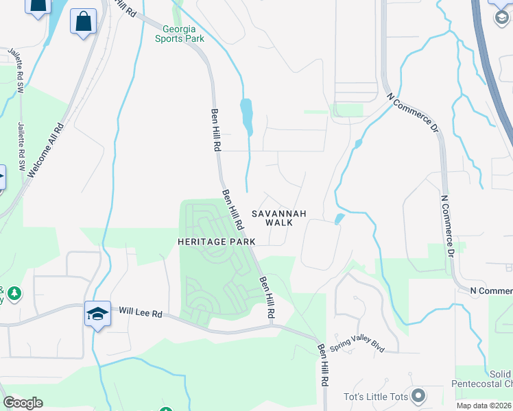 map of restaurants, bars, coffee shops, grocery stores, and more near 4317 Savannah Trail in Atlanta