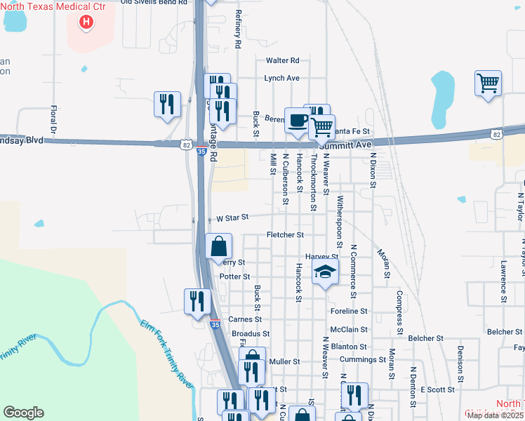 map of restaurants, bars, coffee shops, grocery stores, and more near 803 West Star Street in Gainesville
