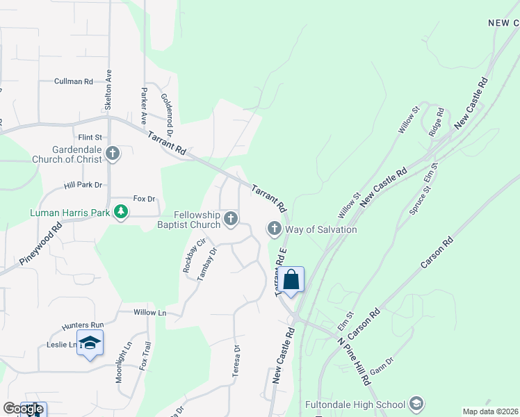 map of restaurants, bars, coffee shops, grocery stores, and more near 783 Tarrant Road in Birmingham
