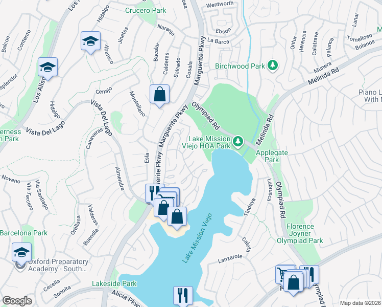 map of restaurants, bars, coffee shops, grocery stores, and more near 22424 Porreras in Mission Viejo